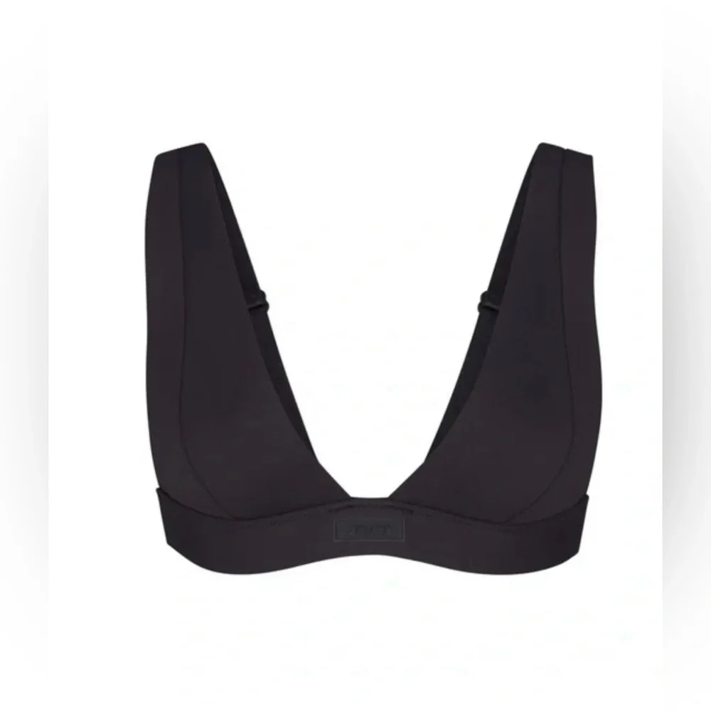 🛍️NWT SKIMS Large Black/Onyx Swim Plunge Bikini Top